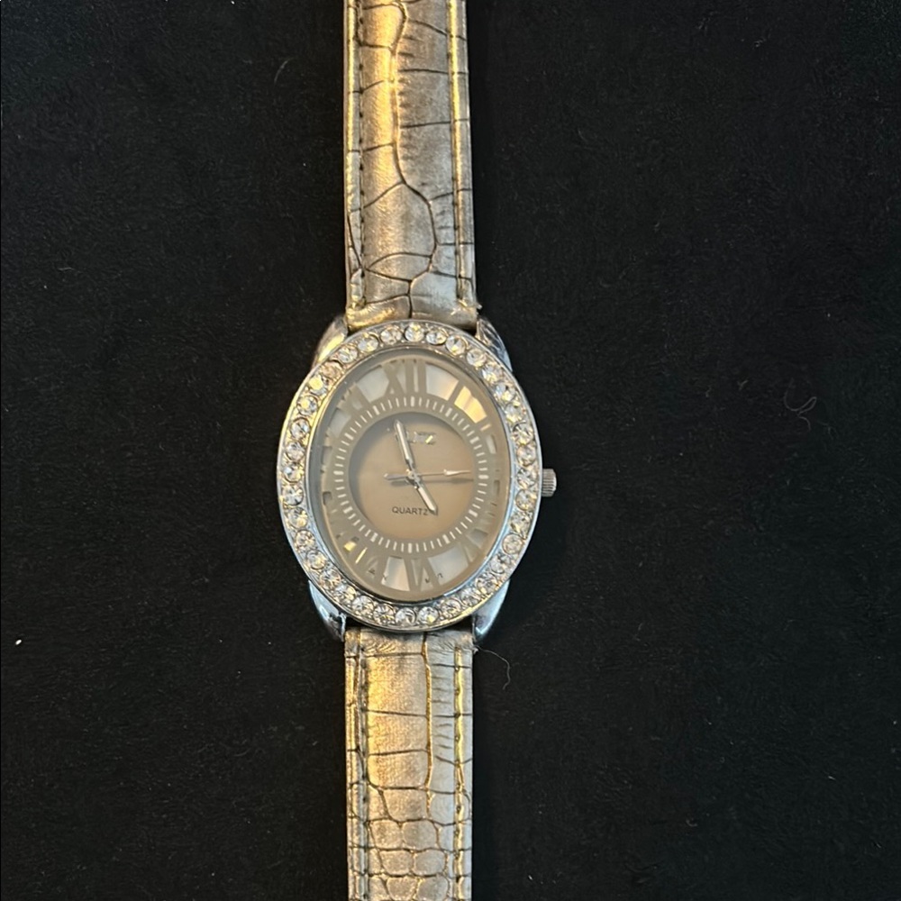 Glitz Silver Crocodile Pattern Watch New Battery Works